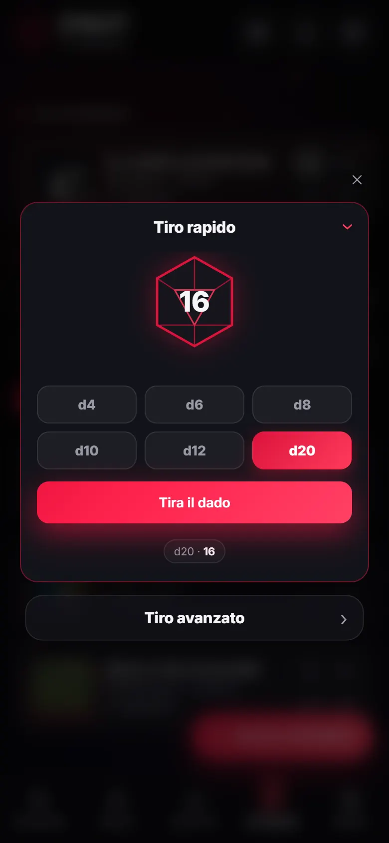 Il tiro rapido dei dadi, con il d20