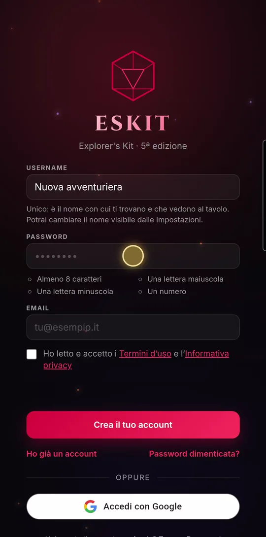 Signing up: under the password, the rules get ticked off while typing