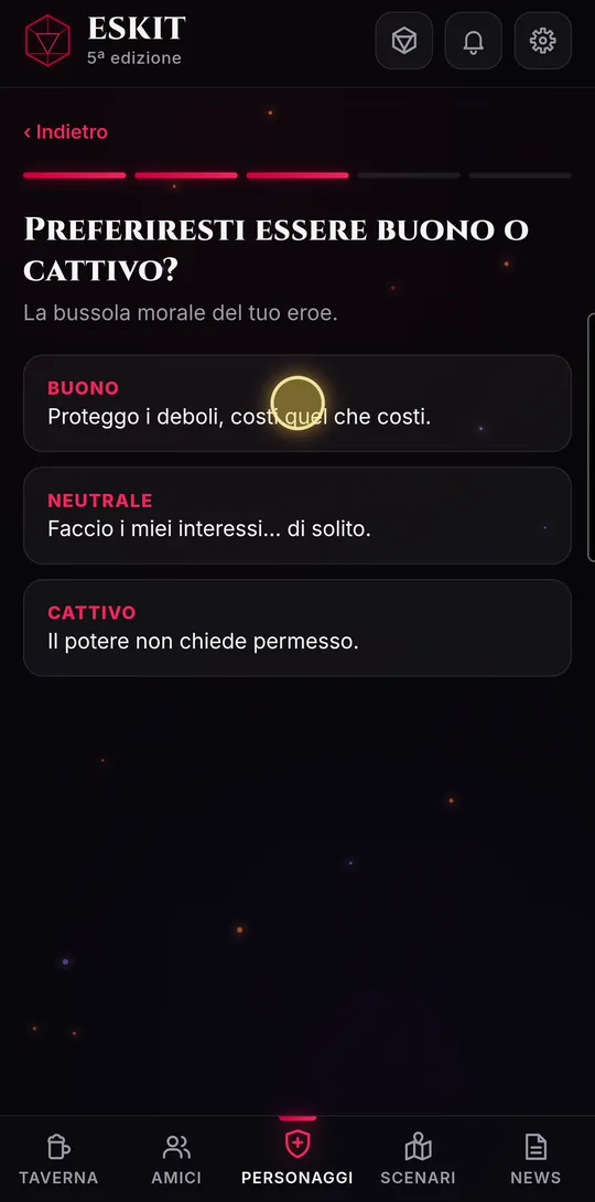 A quiz question with the answers to tap
