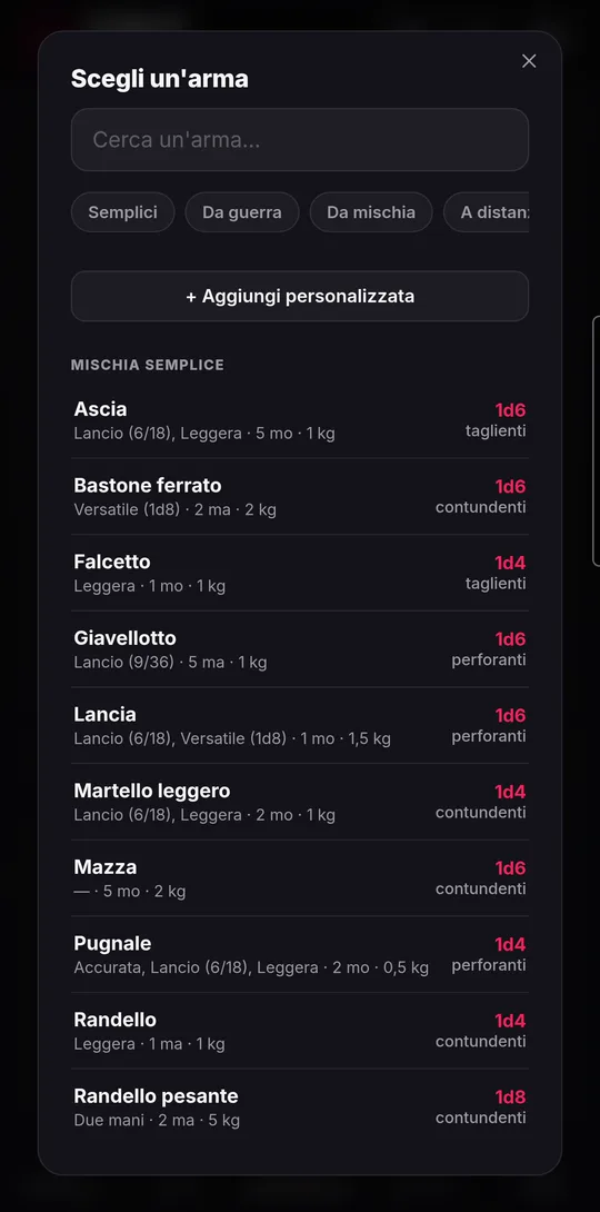 Attacks with bonus and damage already calculated