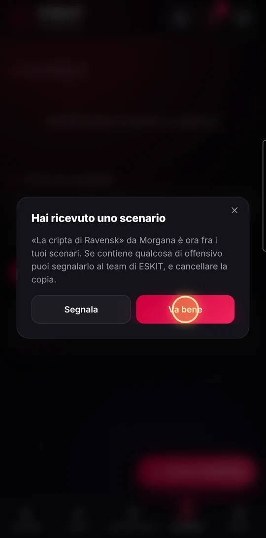 The scenario received through the link is right there among the scenarios