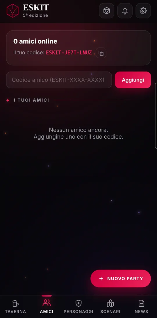 Una richiesta d’amicizia da accettare nella pagina Amici