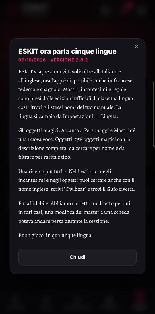 La pagina News con le notizie degli sviluppatori