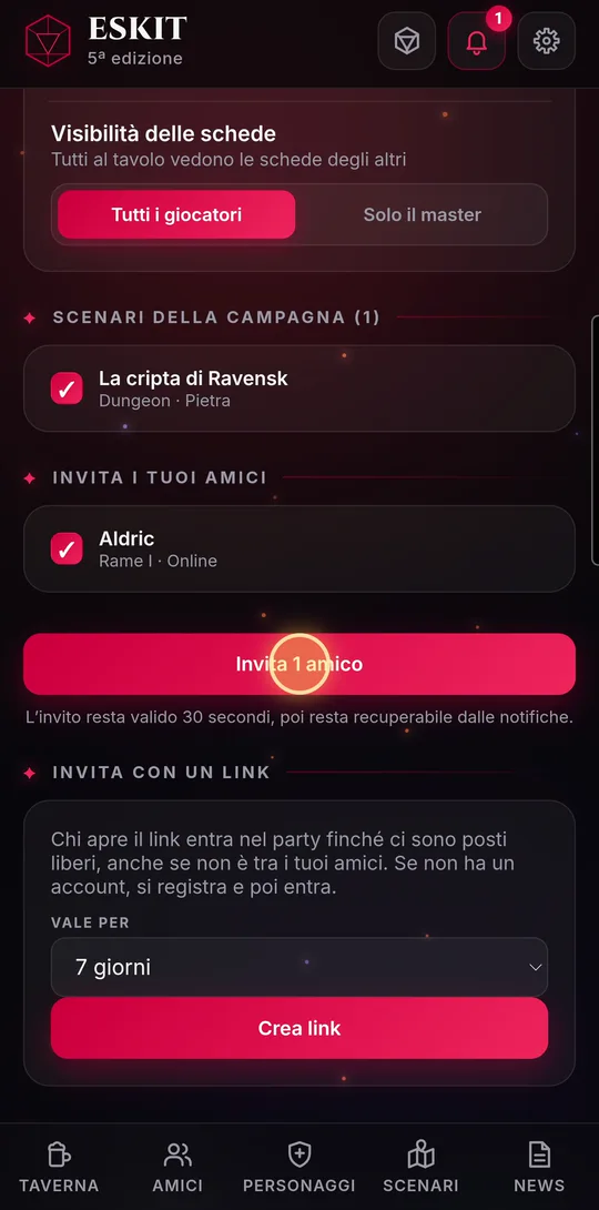 Gli scenari della campagna e gli amici da invitare